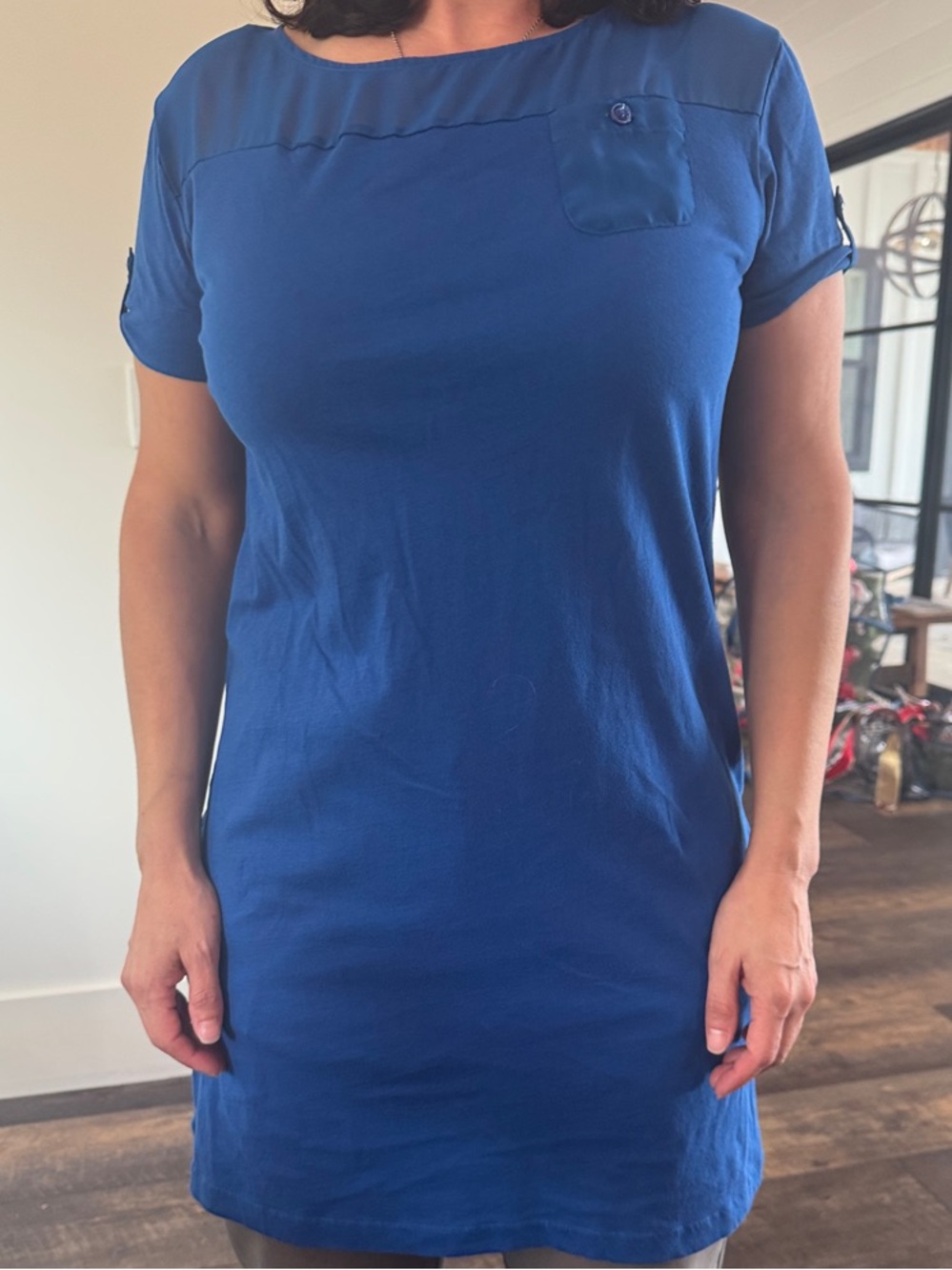 Jones New York Short Sleeve Tunic Top in Royal Blue